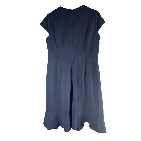 London Times Plus Size Pleated Flounce Surplice Dress Navy Size US 14W - Picture 2 of 10